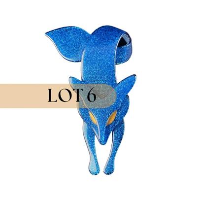 -6- LEA STEIN | Blue Fox Brooch | Marked