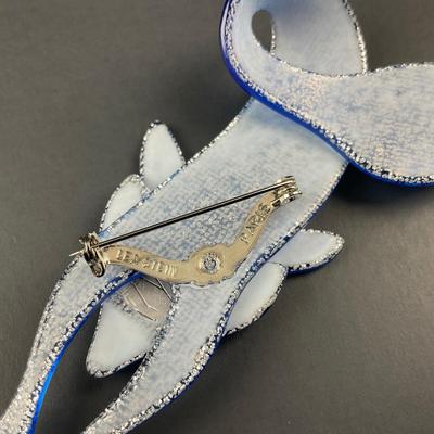 -6- LEA STEIN | Blue Fox Brooch | Marked