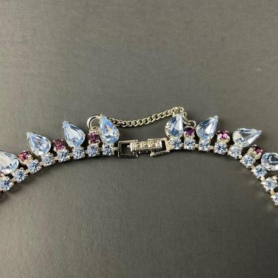 -7- RHINESTONE | 1950’s Teardrop Blue & Purple Necklace