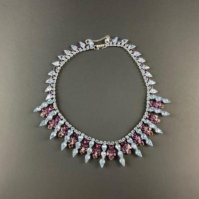 -7- RHINESTONE | 1950’s Teardrop Blue & Purple Necklace