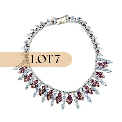 -7- RHINESTONE | 1950’s Teardrop Blue & Purple Necklace