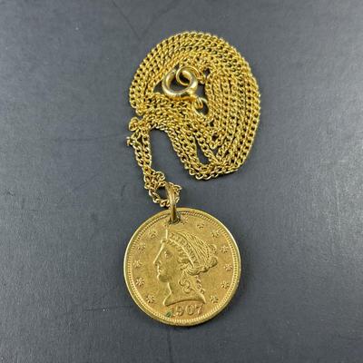 -8- GOLD | Liberty Head 2 1/2 Dollar Gold Coin Pendant