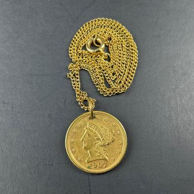 -8- GOLD | Liberty Head 2 1/2 Dollar Gold Coin Pendant