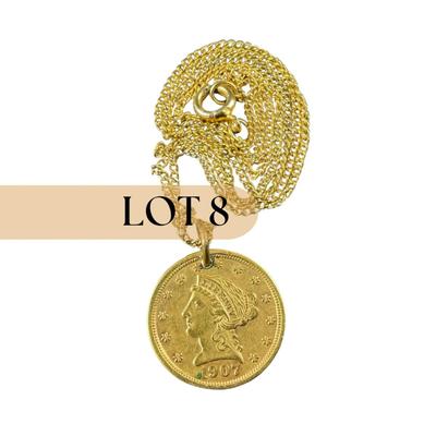 -8- GOLD | Liberty Head 2 1/2 Dollar Gold Coin Pendant