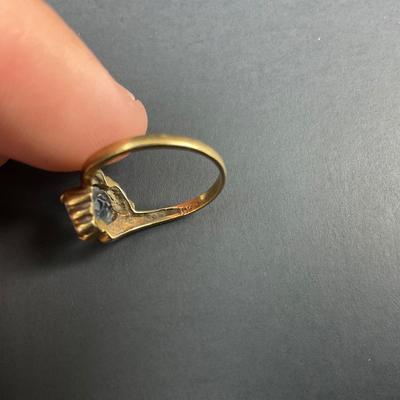 -9- FINE JEWELRY | 10Kt Gold Ring & Light Blue Stone | Marked