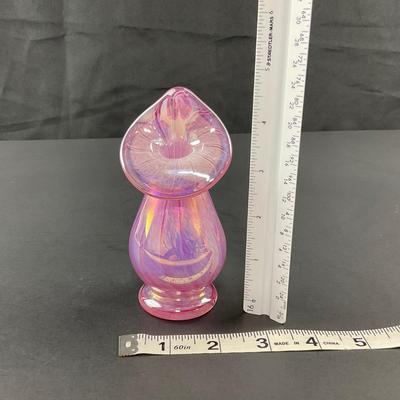 -10- WESTMORELAND | 1991 Pink Iridescent Glass Jack In The Pulpit Vase | Signed & Marked