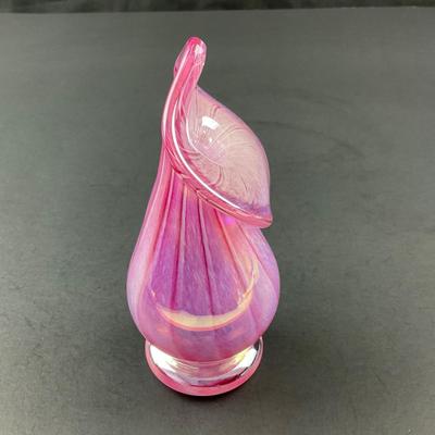 -10- WESTMORELAND | 1991 Pink Iridescent Glass Jack In The Pulpit Vase | Signed & Marked