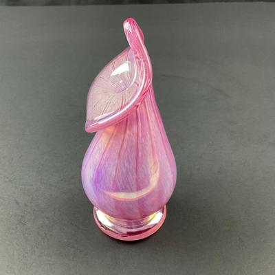 -10- WESTMORELAND | 1991 Pink Iridescent Glass Jack In The Pulpit Vase | Signed & Marked
