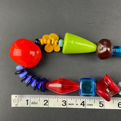 -11- ALICIA NILES | Handcrafted Glass Bead Frolic Necklace On Adjustable Leather Cord