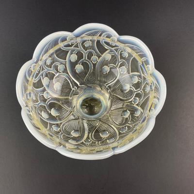 -12- FENTON | Opalescent White Lily Of The Valley Fairy Lamp | Marked