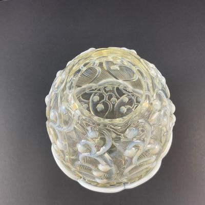 -12- FENTON | Opalescent White Lily Of The Valley Fairy Lamp | Marked