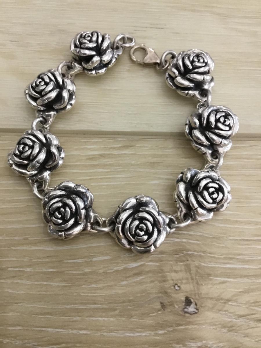 Bracelet With Rose Charms In 925 Sterling Silver – Woven Chic - Foto 7