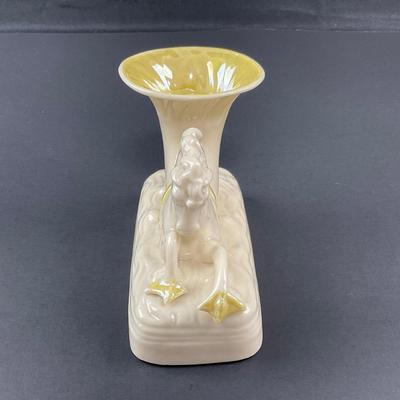 -14- BELLEEK | Vintage Porcelain Seahorse Cornucopia Vase | 6th Mark