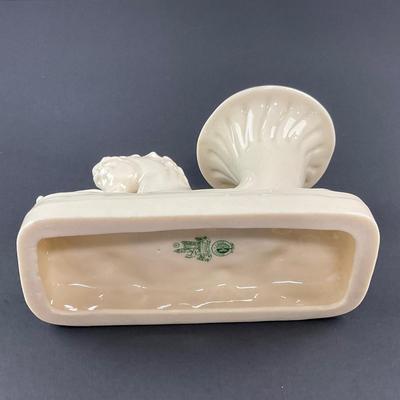 -14- BELLEEK | Vintage Porcelain Seahorse Cornucopia Vase | 6th Mark