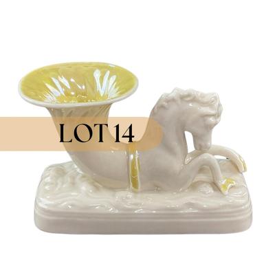 -14- BELLEEK | Vintage Porcelain Seahorse Cornucopia Vase | 6th Mark