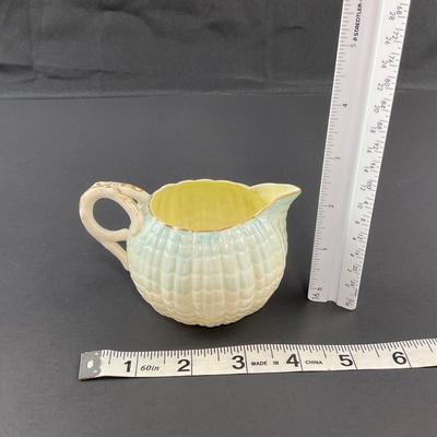 -15- BELLEEK | Blue Neptune Tray, Creamer, & Covered Sugar | Marked
