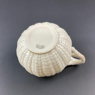 -15- BELLEEK | Blue Neptune Tray, Creamer, & Covered Sugar | Marked