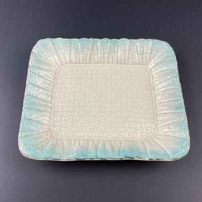 -15- BELLEEK | Blue Neptune Tray, Creamer, & Covered Sugar | Marked