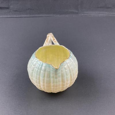 -15- BELLEEK | Blue Neptune Tray, Creamer, & Covered Sugar | Marked