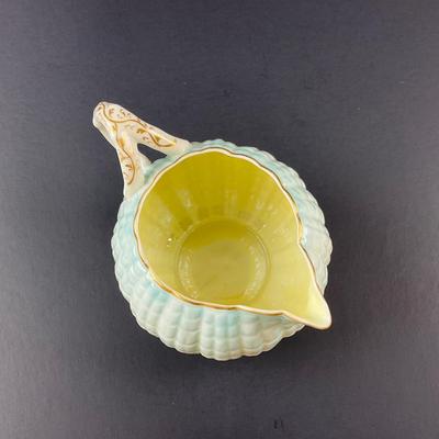 -15- BELLEEK | Blue Neptune Tray, Creamer, & Covered Sugar | Marked