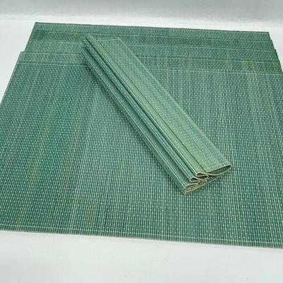 Plastic Bamboo like Placemats - teal green