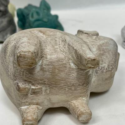 Pig Lot #1 - (7) Stone, Clay, Resin, Mt. Saint Helen's Ash, etc Figurine Small Statue - Pigs Piggies Piglet Hallmark Beck