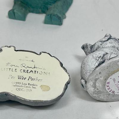 Pig Lot #1 - (7) Stone, Clay, Resin, Mt. Saint Helen's Ash, etc Figurine Small Statue - Pigs Piggies Piglet Hallmark Beck