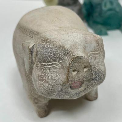 Pig Lot #1 - (7) Stone, Clay, Resin, Mt. Saint Helen's Ash, etc Figurine Small Statue - Pigs Piggies Piglet Hallmark Beck