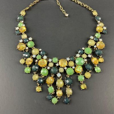 -20- COSTUME | Multicolored Gold Tone Statement Necklace