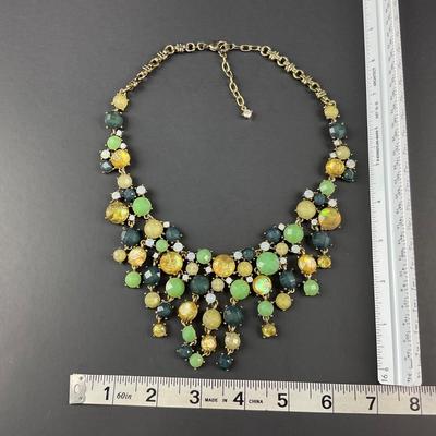 -20- COSTUME | Multicolored Gold Tone Statement Necklace