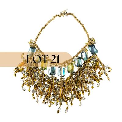 -21- DARIENS | Beaded Gold Tone Multicolor Statement Necklace | Marked