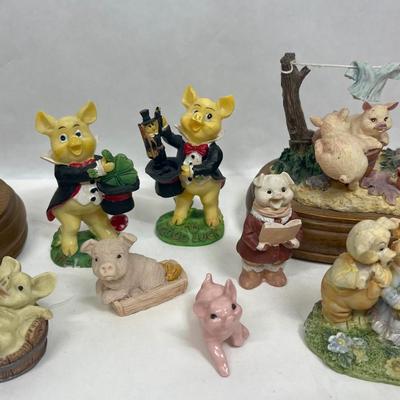 Pig Lot #2 - Pig Piggy Pigs Figurines - Lefton China, Little Nook Village, and others