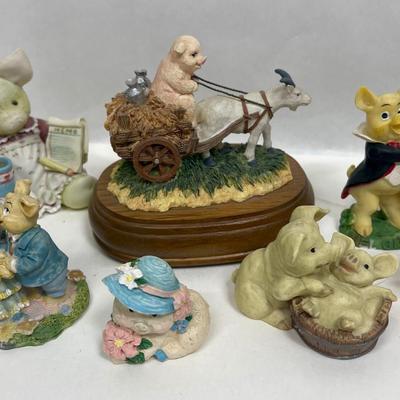 Pig Lot #2 - Pig Piggy Pigs Figurines - Lefton China, Little Nook Village, and others