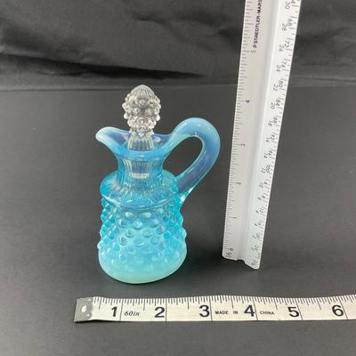 -24- FENTON | Blue Opalescent Hobnail Cruet