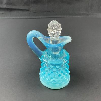 -24- FENTON | Blue Opalescent Hobnail Cruet