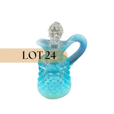 -24- FENTON | Blue Opalescent Hobnail Cruet