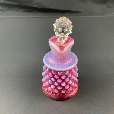 -25- FENTON | Cranberry Opalescent Hobnail Cruet