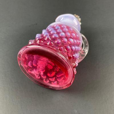 -25- FENTON | Cranberry Opalescent Hobnail Cruet