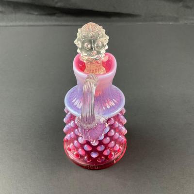 -25- FENTON | Cranberry Opalescent Hobnail Cruet