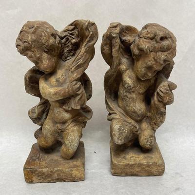 Vintage-Style Angel Cherub Bookends