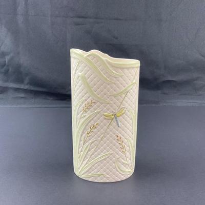 -26- BELLEEK | Pottery Dragonflies Vase | 7th Mark