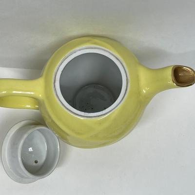 Vintage Hall Yellow Gold Mid Century Modern Ceramic Teapot 6 cup Hall #0219