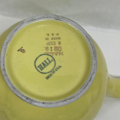 Vintage Hall Yellow Gold Mid Century Modern Ceramic Teapot 6 cup Hall #0219