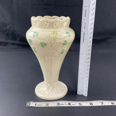 -28- BELLEEK | Pierced Shamrock Vase Ireland | 6th Mark