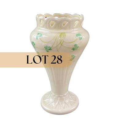 -28- BELLEEK | Pierced Shamrock Vase Ireland | 6th Mark