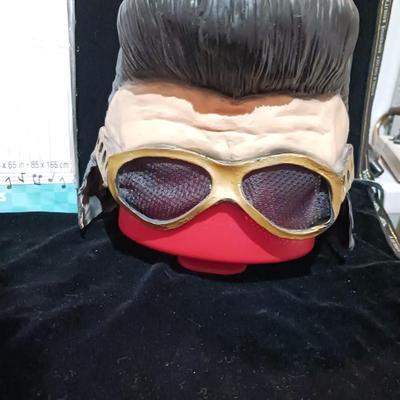 ELVIS HEAD MASK AND 2 ELVIS 5 FOOT DECORATIONS