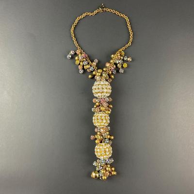 -29- DARIENS | Rhinestone Beaded Multicolor Statement Necklace | Marked