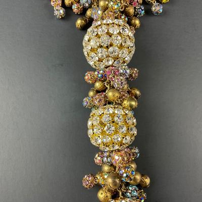 -29- DARIENS | Rhinestone Beaded Multicolor Statement Necklace | Marked