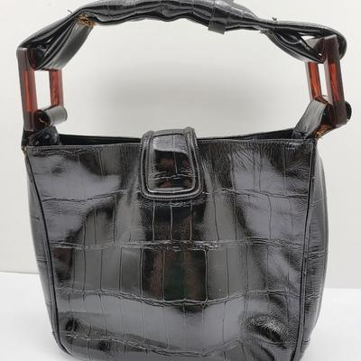 Vintage Marshall Field & Company Black Croc Handbag