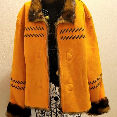 Reversible Faux Fur Orange Suede Jacket